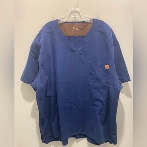 Carhartt Solid Ripstop Utility Scrub Top Navy Men's Size 3XL Short Sleeve EUC
